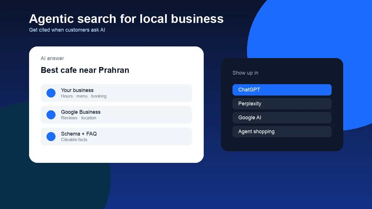 AI answer panel citing a local Australian business with schema and Google Business facts