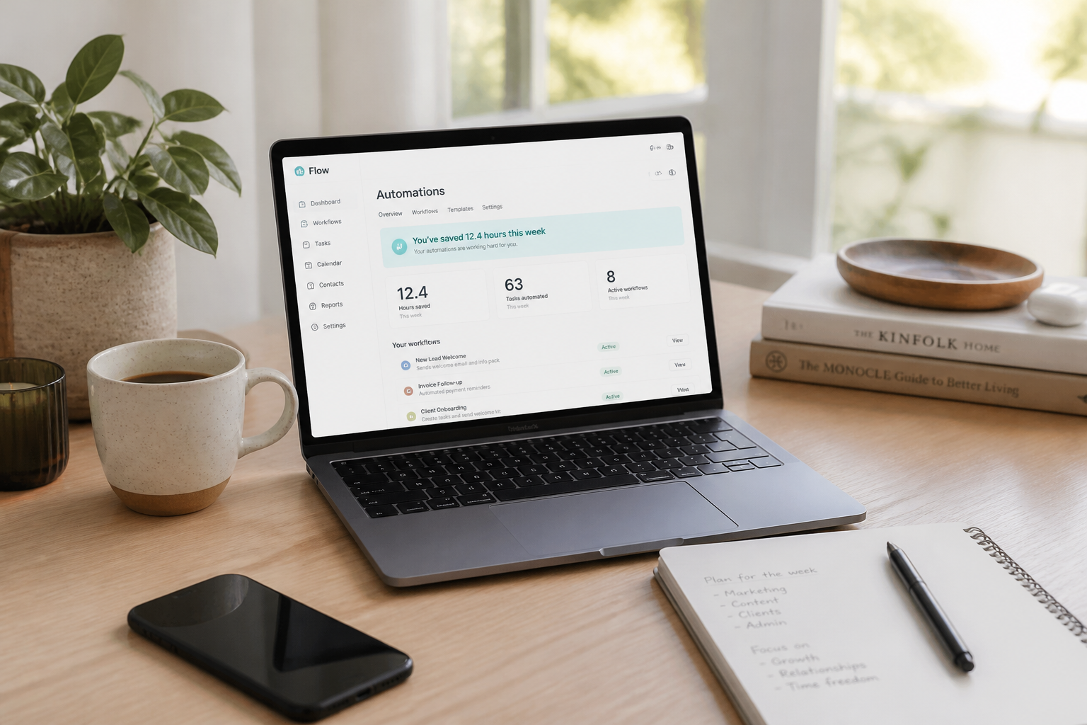 Modern workspace showing efficiency and automation