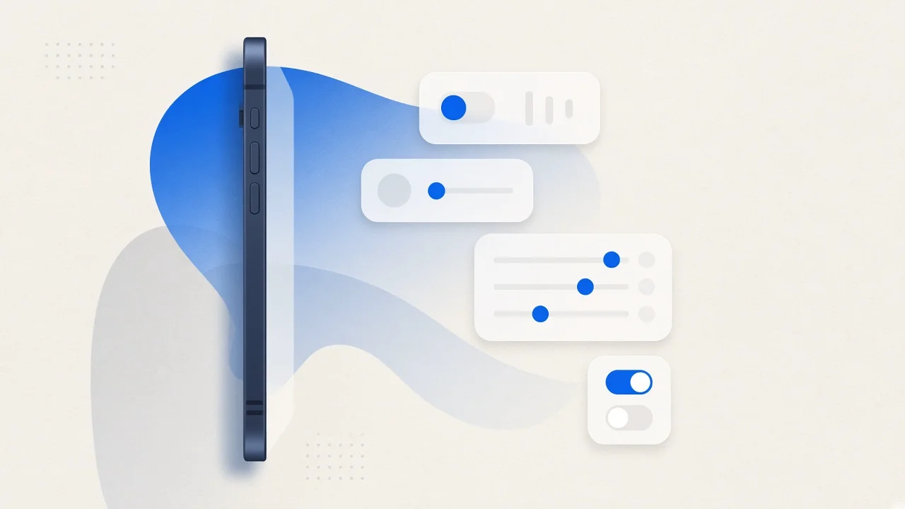 Abstract illustration of a smartphone with settings-style toggles